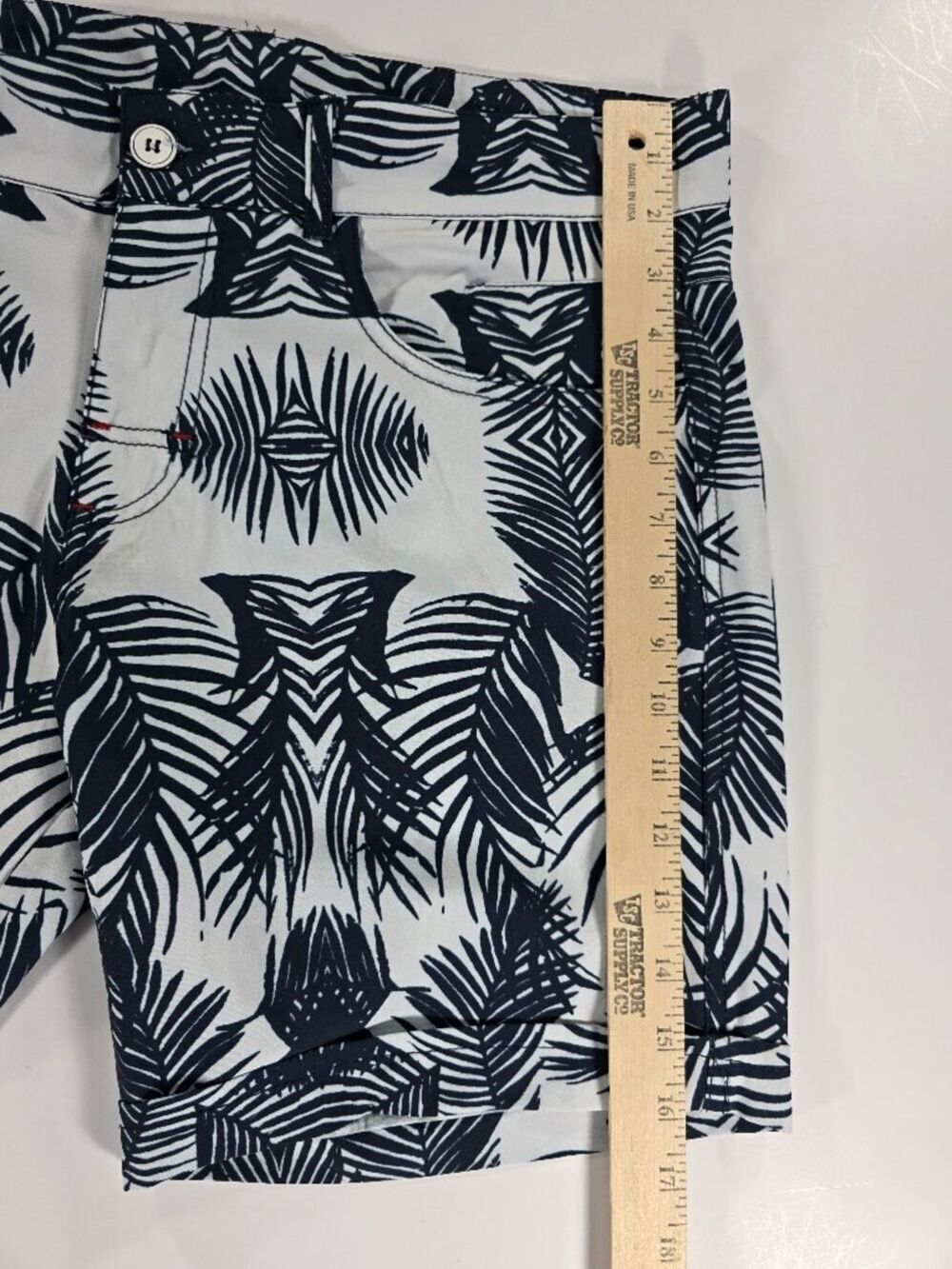 Andrew Christian California Collection Blue White Tropical Leaf Shorts Mens 32 - Picture 6 of 9